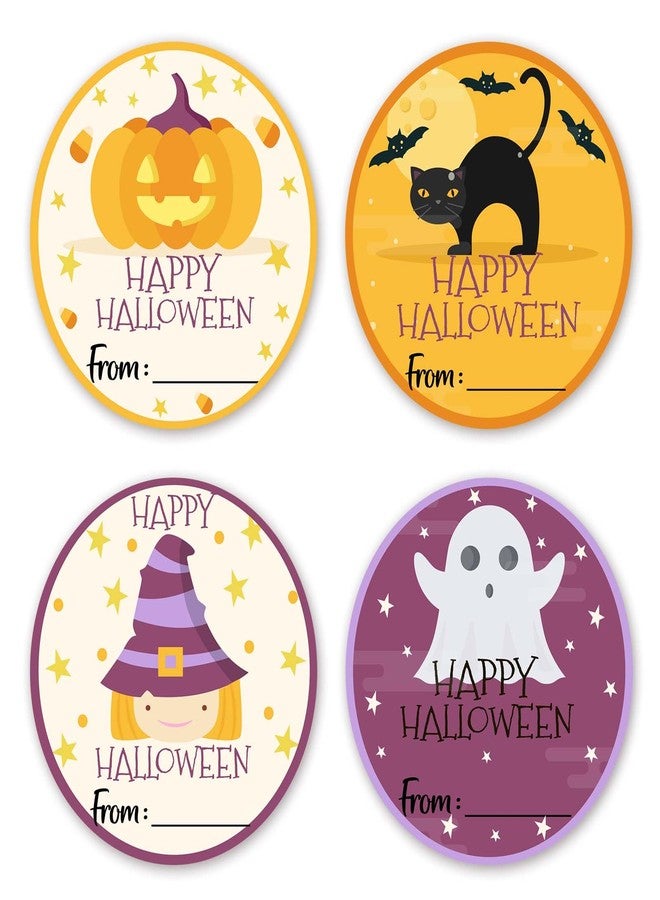 Kqfdr Happy Halloween Round Stickers, 40 Pcs Trick or Treat Name Label for Present Wrapping, Self-Adhesive Round Seal Labels for Party Favors Marking -A06 - Image 1